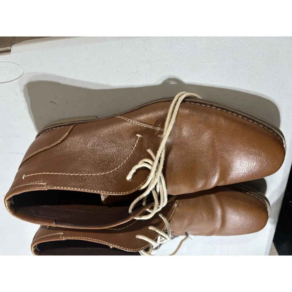 Mens Sonoma Braydon Sz 12 Chukka Boots Brown Faux Leather Casual‎ Lace Up Shoes
